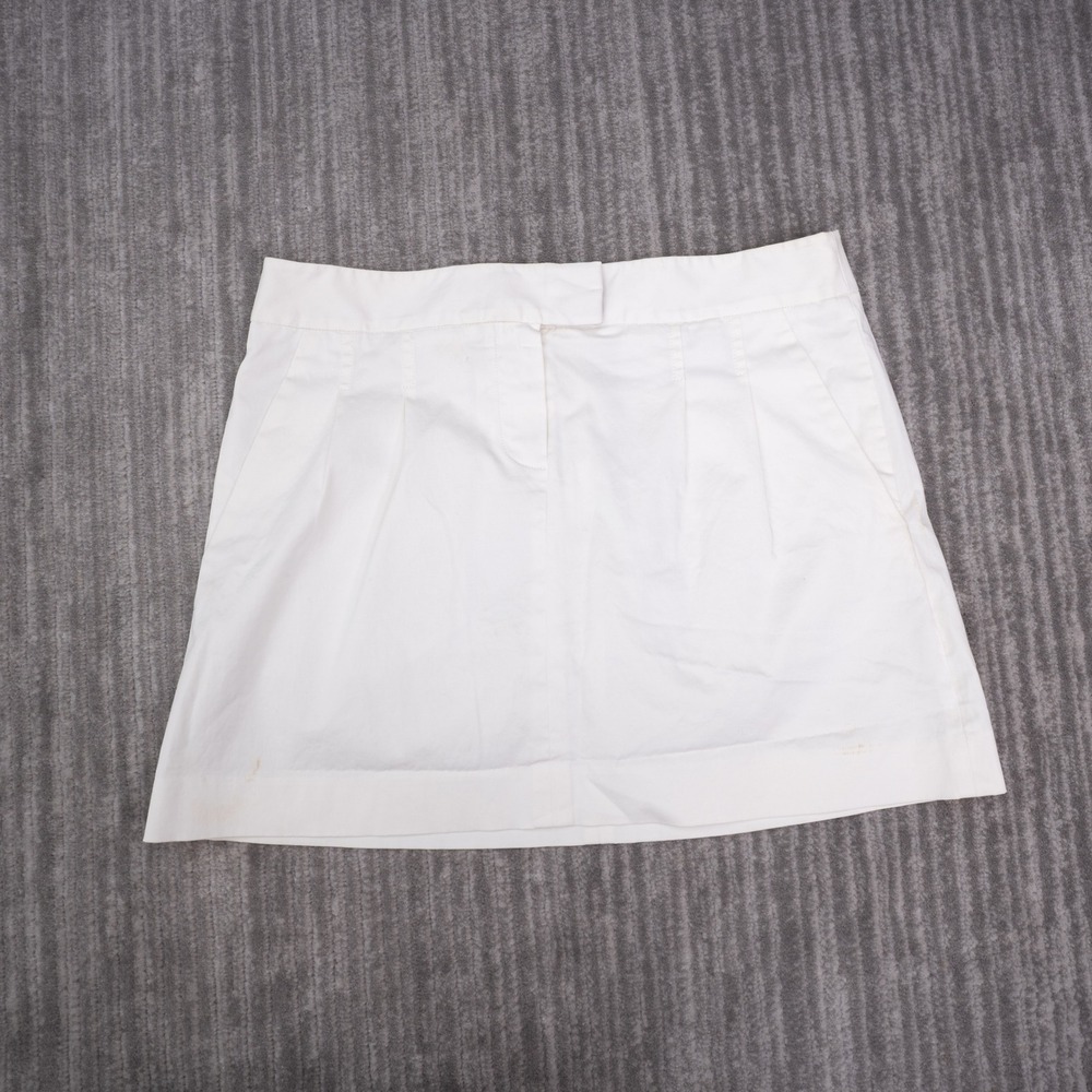 Theory Mini Skirt Women 2 White Good Cotton Stretch Pleated A-Line Pockets